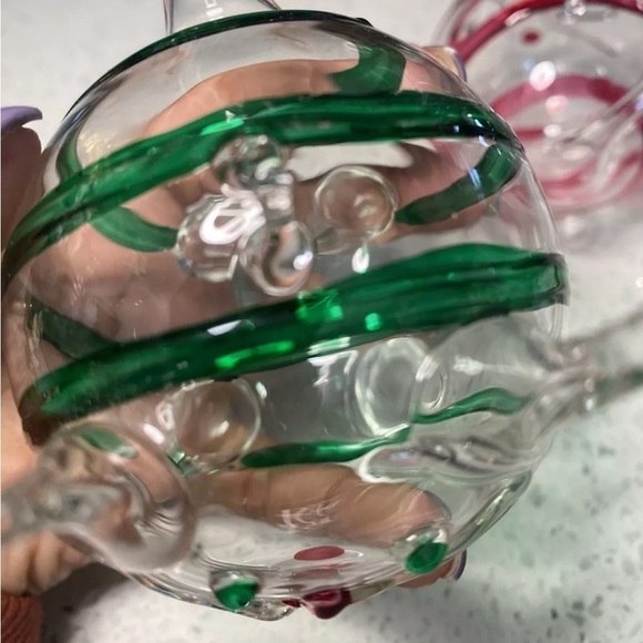 2 Hand-Blown Glass Cats (Made in Italy) Holiday Ornaments Green & Red - Picture 8 of 10